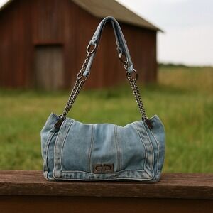 👜 Light Denim Wash Flap Shoulder Bag – Y2K Boho Style